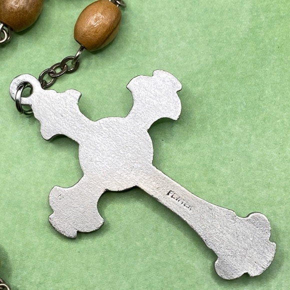 Pewter Catholic Rosary Olive Wood Beads Religious - Picture 9 of 9
